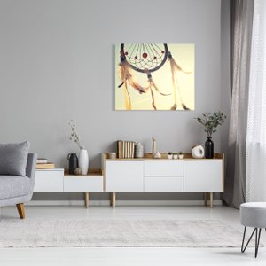 Quadro Tela Decorativa Filtro dos Sonhos com Penas Indianas 60x50cm