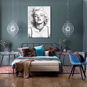 Quadro Tela Decorativa Impressa Marilyn Monroe Ilustração Desenho a Lápis 48x66cm
