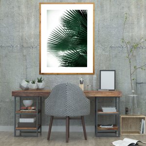 Quadro Tropical Rústico Folhas Verdes de Palmeira 90x120cm