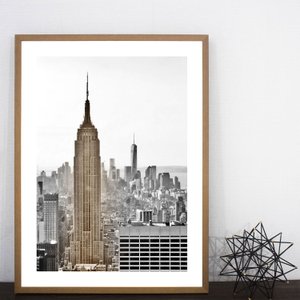 Quadro Urbano com Moldura Natural Empire State 60x80 cm