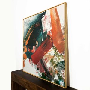 Tela Canvas Abstrata Colorida: Expressão Artística com Moldura Natural Tela Canvas Abstrata Colorida: Expressão Artística com Moldura Natural