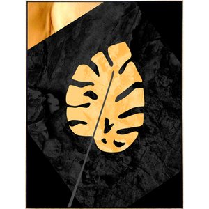 Tela Canvas com Moldura Prata Arte Abstrata Folha Costela de Adão - Escolha o Tamanho