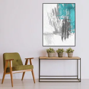 Tela Canvas com Moldura Prata Desenho Abstrato 90x120 cm