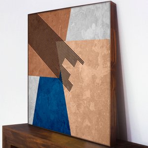 Tela Canvas Decorativa Arte Geométrica Colorida com Moldura Flutuante Marrom 100x100 cm Tela Canvas Decorativa Arte Geométrica Colorida com Moldura Flutuante Marrom 100x100 cm