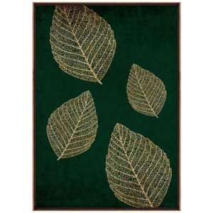 Tela Canvas Decorativa com Moldura Folhas em Fundo Verde 70x100 cm Tela Canvas Decorativa com Moldura Folhas em Fundo Verde 70x100 cm