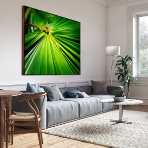 Tela Canvas Decorativa Folha Verde com Moldura Flutuante Marrom Tela Canvas Decorativa Folha Verde com Moldura Flutuante Marrom