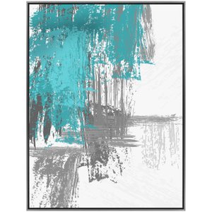 Tela Canvas Desenho Abstrato com Moldura Prata 90x120 cm