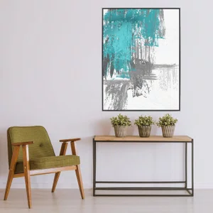 Tela Canvas Desenho Abstrato com Moldura Prata 90x120 cm