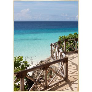 Tela Canvas Praia Beira Mar com Moldura Madeira Natural 100x140 cm Tela Canvas Praia Beira Mar com Moldura Madeira Natural 100x140 cm