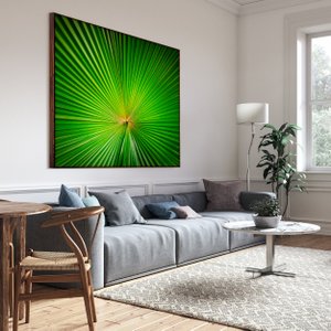 Tela Decorativa em Canvas Folha Verde com Moldura Flutuante Marrom Tela Decorativa em Canvas Folha Verde com Moldura Flutuante Marrom