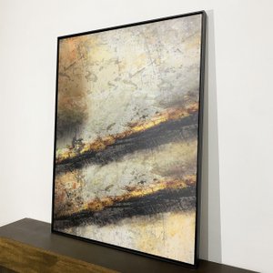 Tela em Canvas Arte Abstrata Moderna: Sofisticação com Moldura Preta Tela em Canvas Arte Abstrata Moderna: Sofisticação com Moldura Preta