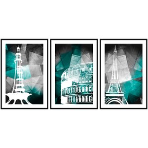 Trio de Quadros Cidades Monumentos Kit com 3 Quadros - Escolha o Tamanho Trio de Quadros Cidades Monumentos Kit com 3 Quadros - Escolha o Tamanho