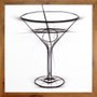 Quadro Decorativo com Moldura Rústica Desenho Coquetel Dry Martini 50x50cm