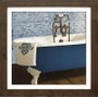 Quadro Decorativo Banheira Azul e Branca 35x35cm
