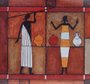Gravura para Quadros Africana Colorida Mulheres 18x18cm