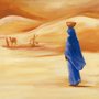 Gravura para Quadros Mulher com Roupa Azul no Deserto 30x30cm