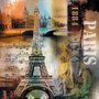 Quadro Tela Impressa Paris 1884 Torre Eiffel 60x60cm