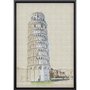 Quadro Pequeno Tela Canvas com Moldura Torre de Pisa na Itália 20x30cm
