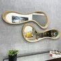 Conjunto de Espelho Orgânico Usinado em Madeira Maciça Nobre de Tauari 130x50CM Cada Peça