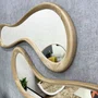 Conjunto de Espelho Orgânico Usinado em Madeira Maciça Nobre de Tauari 130x50CM Cada Peça