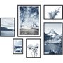 Conjunto de Quadros de Paisagens Natureza Tons Azuis 130x120 cm
