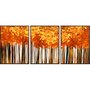 Conjunto de Quadros Florais Árvores Tela Canvas com Moldura 190x80 cm