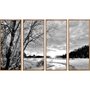 Conjunto de Quadros Paisagem Inverno Preto e Branco 190x110cm