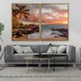 Conjunto de Quadros Rústicos Paisagem Praia no Hawaii Kit com 2 Quadros