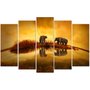 Conjunto de Quadros Telas Decorativas Elefantes Kit com 5 Quadros 130x80cm