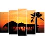 Conjunto de Quadros Telas Decorativas Kit com 5 Quadros Praia Sunset