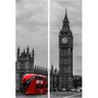 Conjunto de Quadros Telas Decorativas Londres Torre Big Ben Kit com 2 Quadros 266x400cm