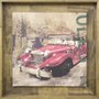 Quadro Decorativo Carro Antigo Vermelho Tela Emoldurada 80x80cm