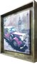 Quadro Decorativo com Strass Carro Antigo Vermelho Impressão Digital em Tela 80x80cm