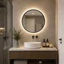 Espelho com LED Redondo e Moldura Preta Laqueada: Elegância e Versatilidade para sua Decoração