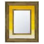 Espelho Cristal com Moldura Marrom e Amarelo Rústico