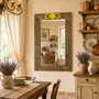 Espelho Decorativo com Moldura Marrom e Aplique Amarelo