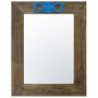 Espelho Decorativo com Moldura Marrom e Aplique Azul