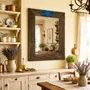 Espelho Decorativo com Moldura Marrom e Aplique Azul