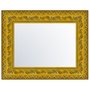 Espelho Decor Cristal Dourado com Moldura Gravada de Madeira