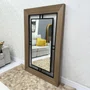 Espelho Decorativo Nexus Moldura Externa Amadeirada Interna Aço Carbono Vazado 120x180CM