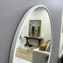 Espelho Decorativo Redondo com Moldura Branca em MDF Laqueado 80CM