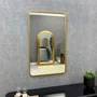 Espelho Decorativo Retangular com Cantos Arredondados e Moldura Dourada