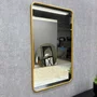 Espelho Decorativo Retangular com Cantos Arredondados e Moldura Dourada