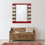 Espelho Decorativo Rústico com Moldura Vazada nas Cores Marrom e Vermelha