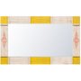 Espelho Decorativo Rústico Moldura Branca e Amarela Patinada