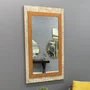 Espelho Decorativo Rústico Moldura Laranja e Branco Patinado