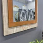 Espelho Decorativo Rústico Moldura Laranja e Branco Patinado