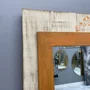 Espelho Decorativo Rústico Moldura Laranja e Branco Patinado