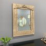 Espelho Decorativo Rústico Moldura na Cor Creme Estilo Provençal com Aplique