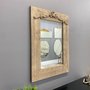 Espelho Decorativo Rústico Moldura na Cor Creme Estilo Provençal com Aplique